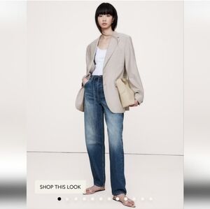 Banana Republic High-Rise Rigid Bow Barrel Jean medium wash